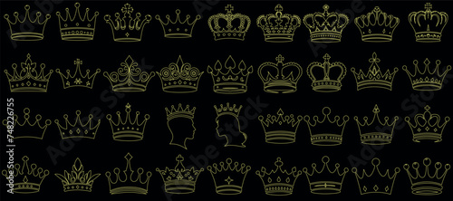 Golden crown line illustration