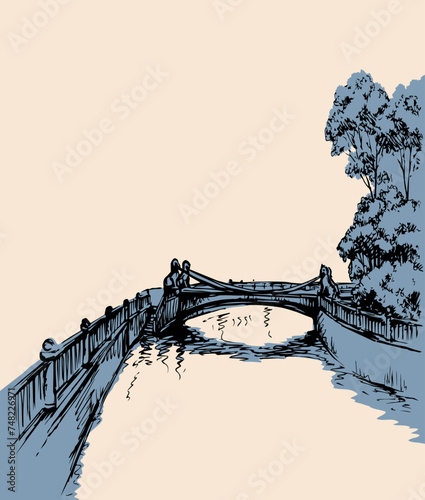 The bridge over the river in St. Petersburg. Vector drawing