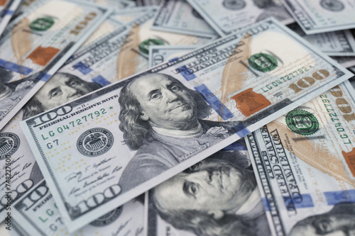 Wallpaper Mural A hunderd new dollars 3d illustration. Cash of hundred dollar bills. A pile of one hundred US banknotes with president portraits. Torontodigital.ca