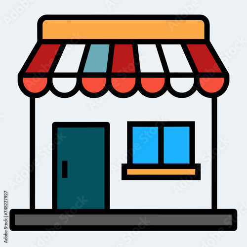 Shopping store logo. Online Shop Logo Design. Marketplace vector icon. online sme shop or store symbol in black color. small business outlet sign for apps and web ui design. Vector illustration
