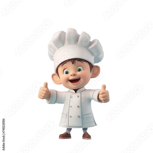 3d animation of a chef on transparent background