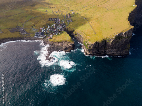 Gjogv and scenery of the Faroe islands photo