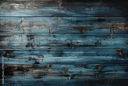 Decorative rustic turquoise wooden background with horizontal planks