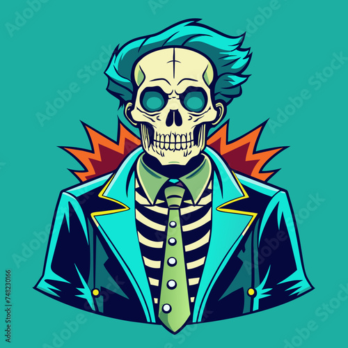 Skeleton Man illustration for tshirt sticker design