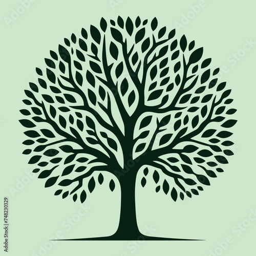 Silueta de un arbol con muchas hojas