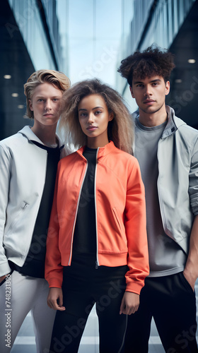 Diverse Group of Models in Contemporary Clothing Gracing a Vibrant Urban Ad Campaign