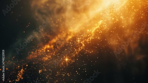 cinematic background of golden cosmic particles