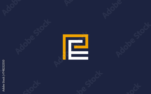 letter pe with square logo icon design vector design template inspiration
