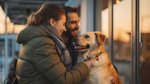 pet owner and their healthy pet leaving a veterinary clinic, celebrating successful treatments on Veterinary Day