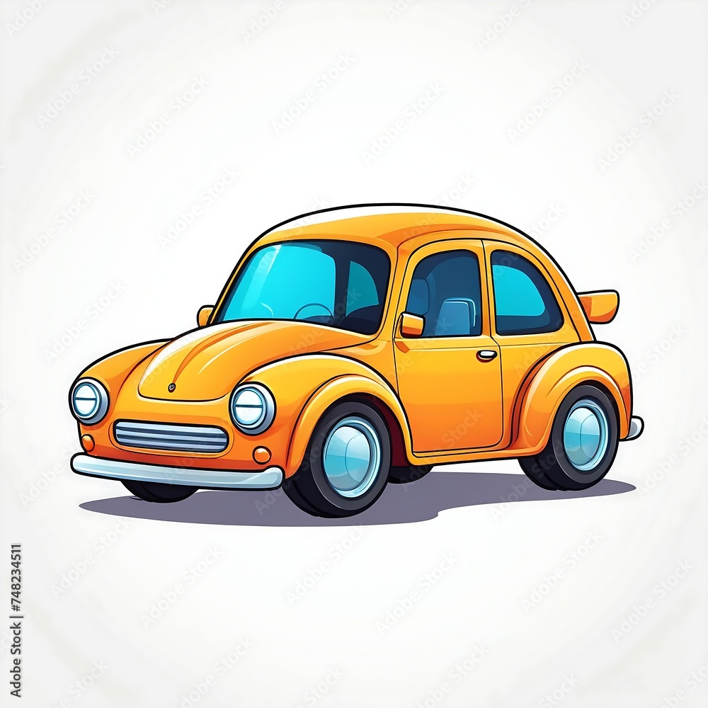 Cute Cartoon car, Vector illustration on a white background.. ai generative.