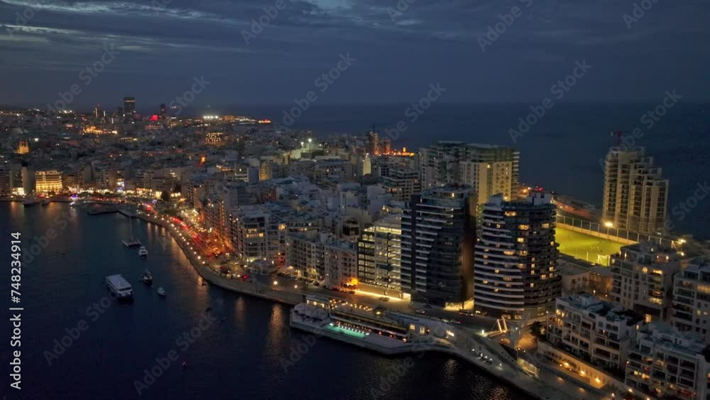 Night view of Sliema and buildings. Malta island Night view of Sliema and buildings. Malta island
