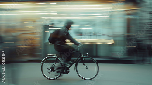 Blurry Photo of Man Riding Bike