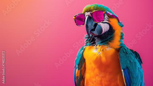 Colorful Parrot Wearing Sunglasses