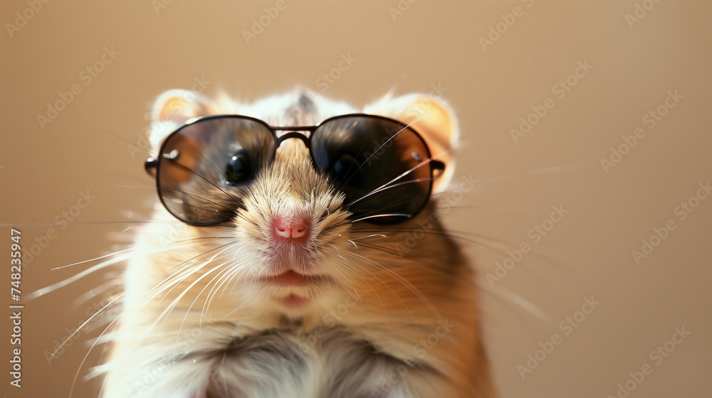 Stylish Hamster Posing With Sunglasses Stylish Hamster Posing With Sunglasses