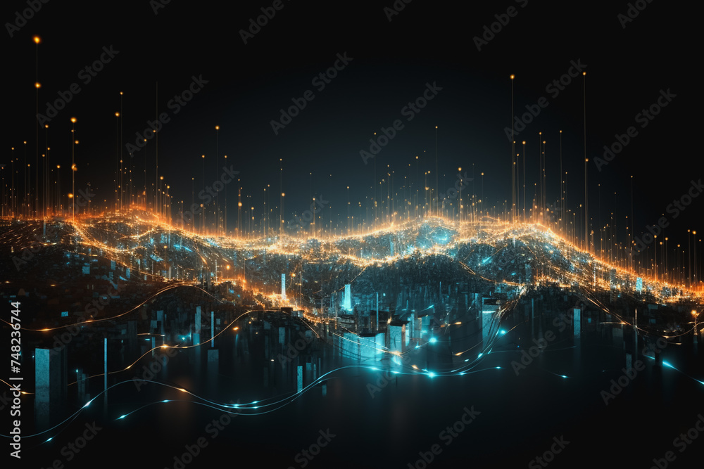 background network points background electromagnetic wave background Abstract digital wave background information technology background The background is the background. gradient wave digital wave ban