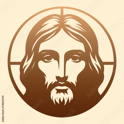 dibujo silueta de la cara de jesus estilo logotipo
