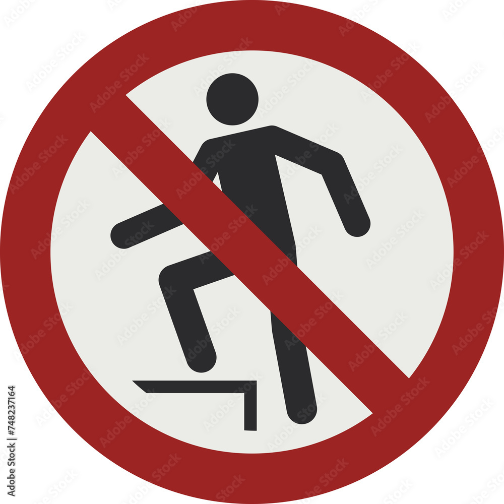 PROHIBITION SIGN PICTOGRAM, No stepping on surface ISO 7010 – P019 PROHIBITION SIGN PICTOGRAM, No stepping on surface ISO 7010 – P019