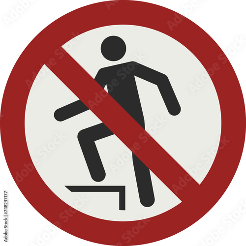 PROHIBITION SIGN PICTOGRAM, No stepping on surface ISO 7010 – P019, PNG