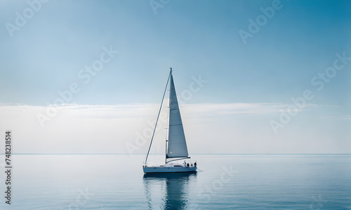 Azure ocean sailboat scene © karandaev
