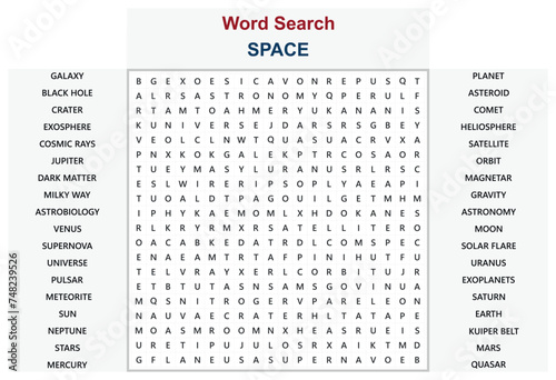 Word search puzzle vector (Word find game) illustration. Space