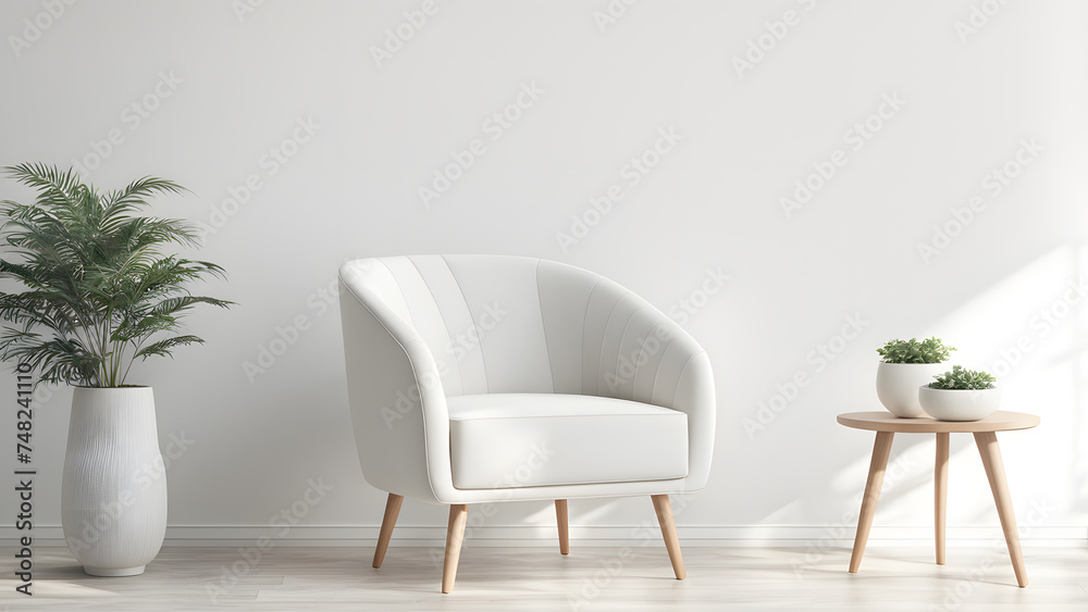 Chic and Modern 3D White Wingback Armchair Perfect for Stylish Interior Spaces Chic and Modern 3D White Wingback Armchair Perfect for Stylish Interior Spaces