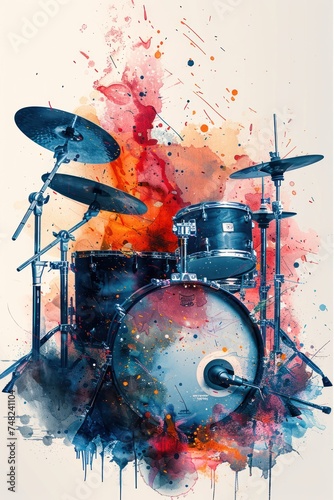 Une affiche abstraite d'un événement de musique rock, couleurs pastel.