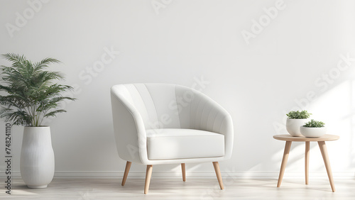 Chic and Modern 3D White Wingback Armchair Perfect for Stylish Interior Spaces © Jati