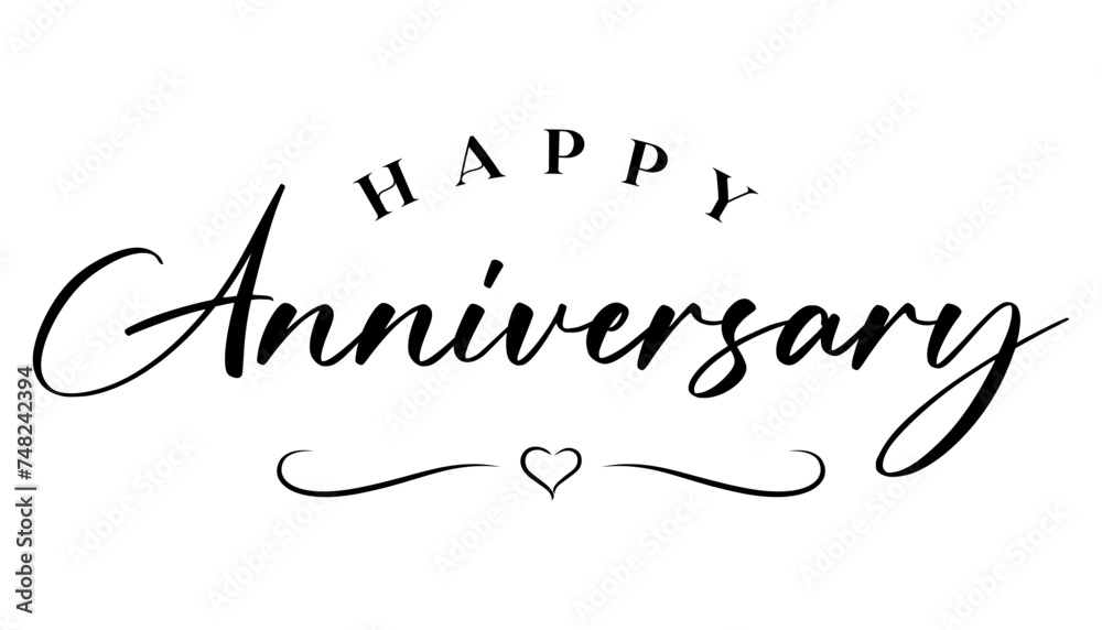 Happy Anniversary hand drawn lettering vector illustration. Stock ...