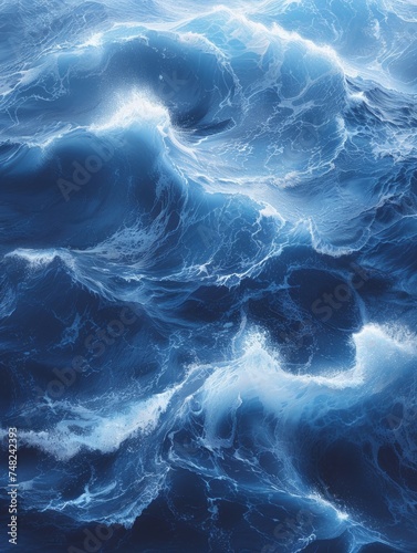 Summer Waves: Blue Watercolor Texture on White Generative AI