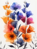 Vibrant Watercolor Bells and Flowers on White Generative AI