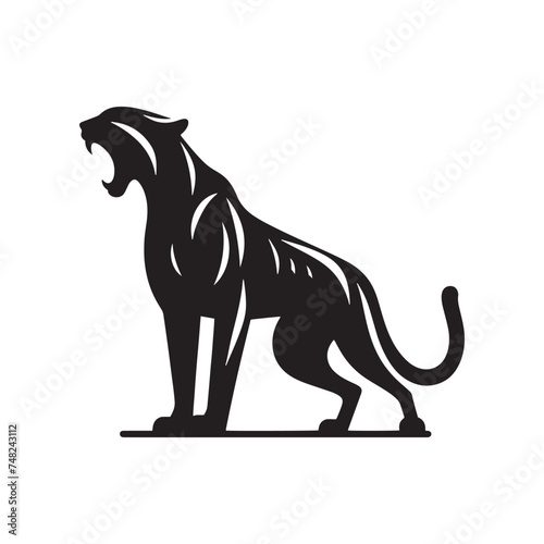 Roaring Cheetah Silhouette - Capturing the Majesty and Strength of Africa's Fastest Predator in Striking Form. Cheetah Vector, Cheetah Illustration.