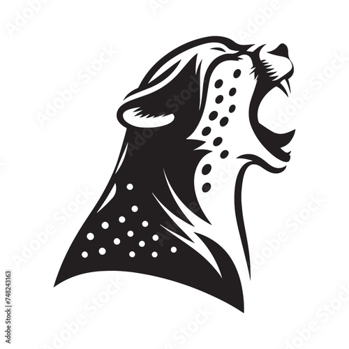 Roaring Cheetah Silhouette - Capturing the Majesty and Strength of Africa's Fastest Predator in Striking Form. Cheetah Vector, Cheetah Illustration.
