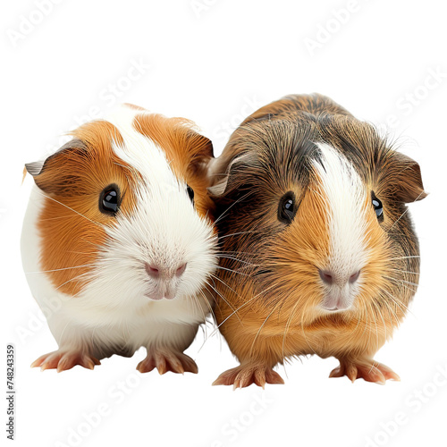 Two guinea pig isolated on white or transparent background