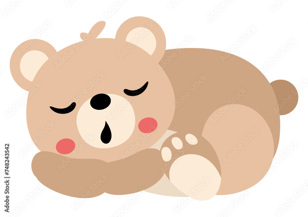 Cute teddy bear sleeping isolated on white Cute teddy bear sleeping isolated on white