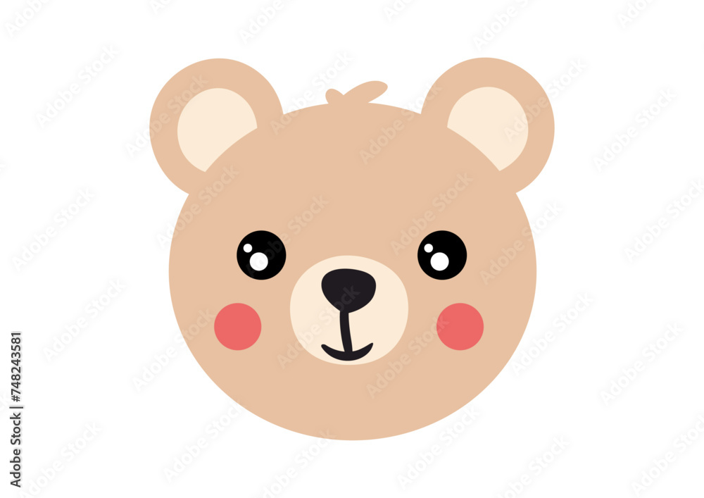 Fototapeta premium Friendly teddy bear face isolated