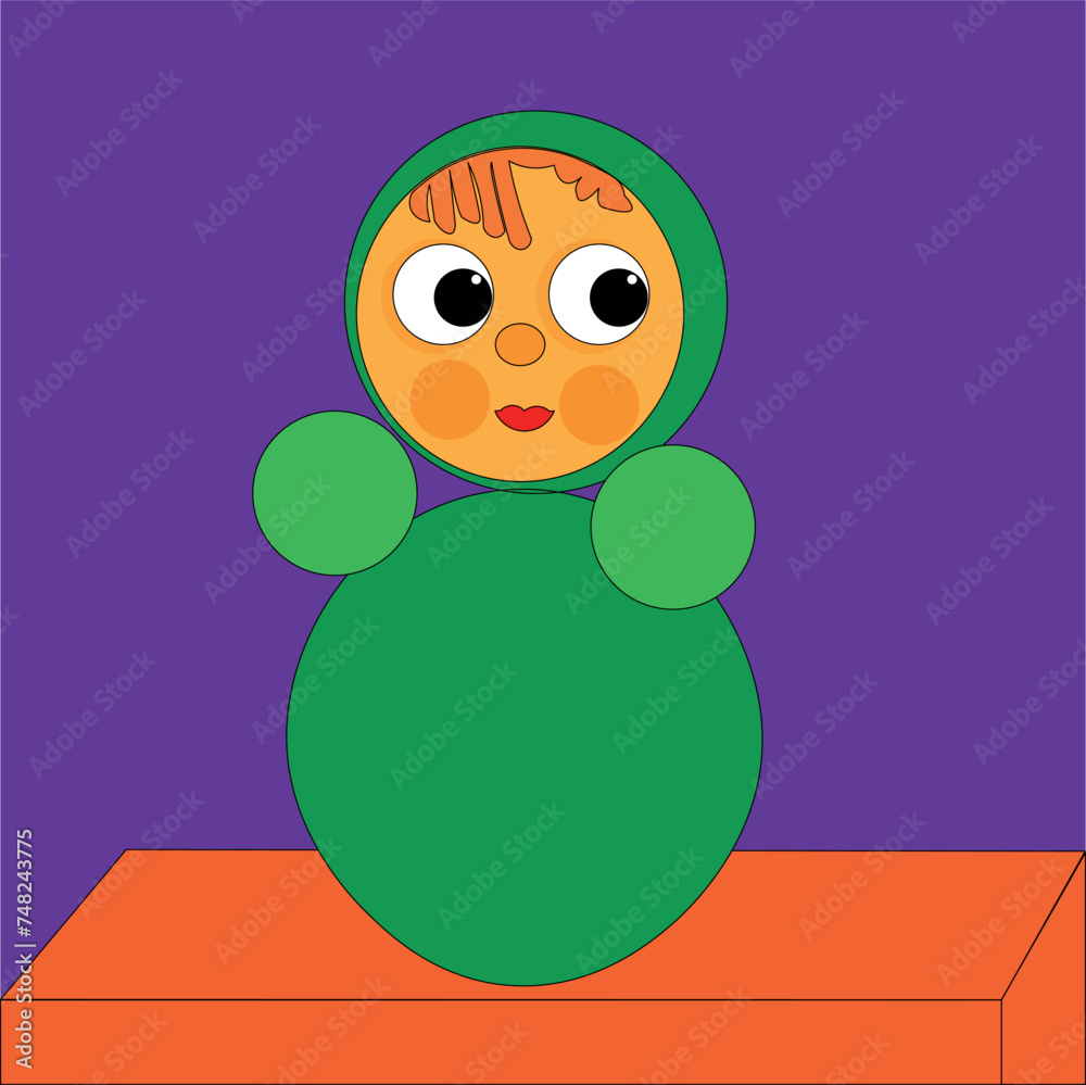 Obraz premium Tumbler, a doll from the time of the USSR. The toy is a souvenir and consists of painted balls. The object has a center of gravity that allows it to maintain balance.