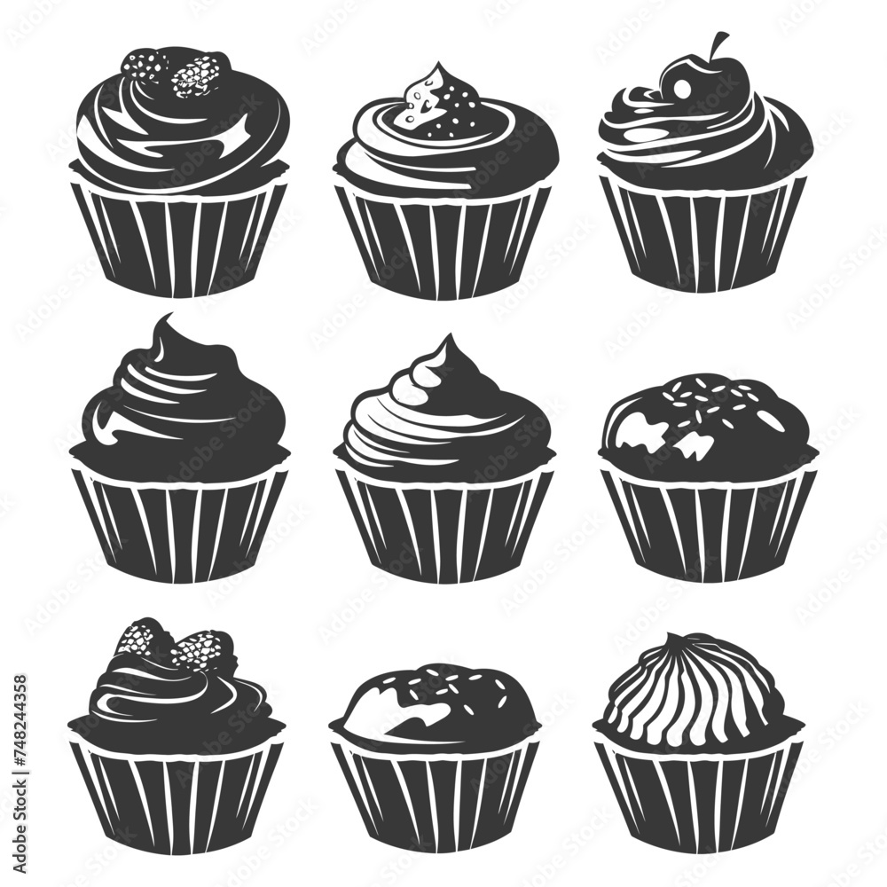 Silhouette muffin cake food black color only Silhouette muffin cake food black color only