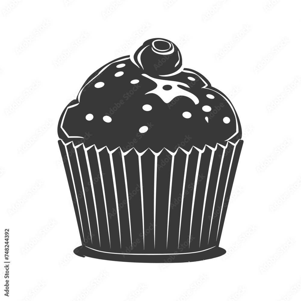 Silhouette muffin cake food black color only