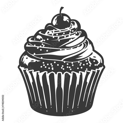 Silhouette muffin cake food black color only