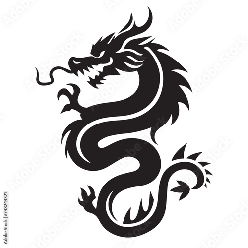 tatuaje negro de Dragon chino por el año nuevo chino en silueta © Anty Crea