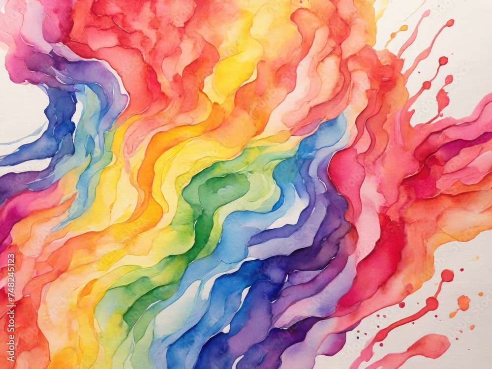 Abstract rainbow watercolor painting background. Generated with AI