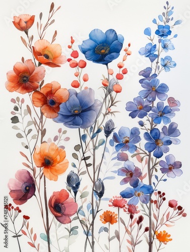 Spring Flowers Watercolor Isolation Generative AI