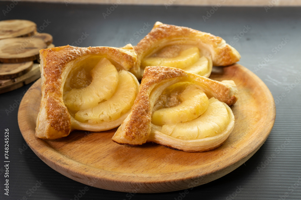 Puff Pastry Pineapple tarts. Pastry. food concept. diet Puff Pastry Pineapple tarts. Pastry. food concept. diet