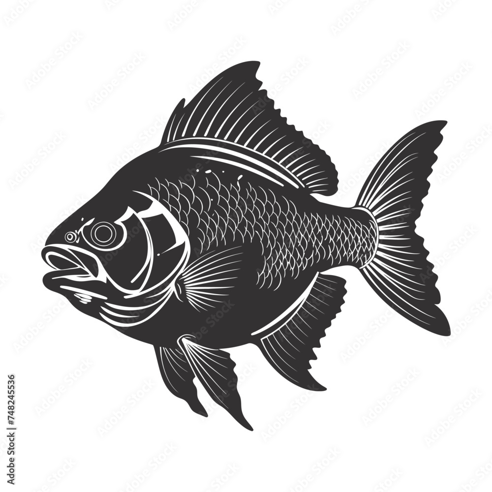 Silhouette piranha fish animal black color only full body Silhouette piranha fish animal black color only full body