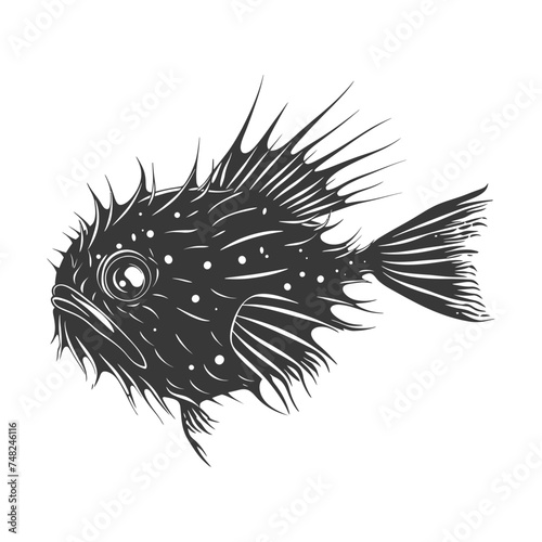 Silhouette pufferfish animal black color only full body