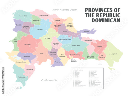 Map of the provinces and regions of the Dominican Republic
