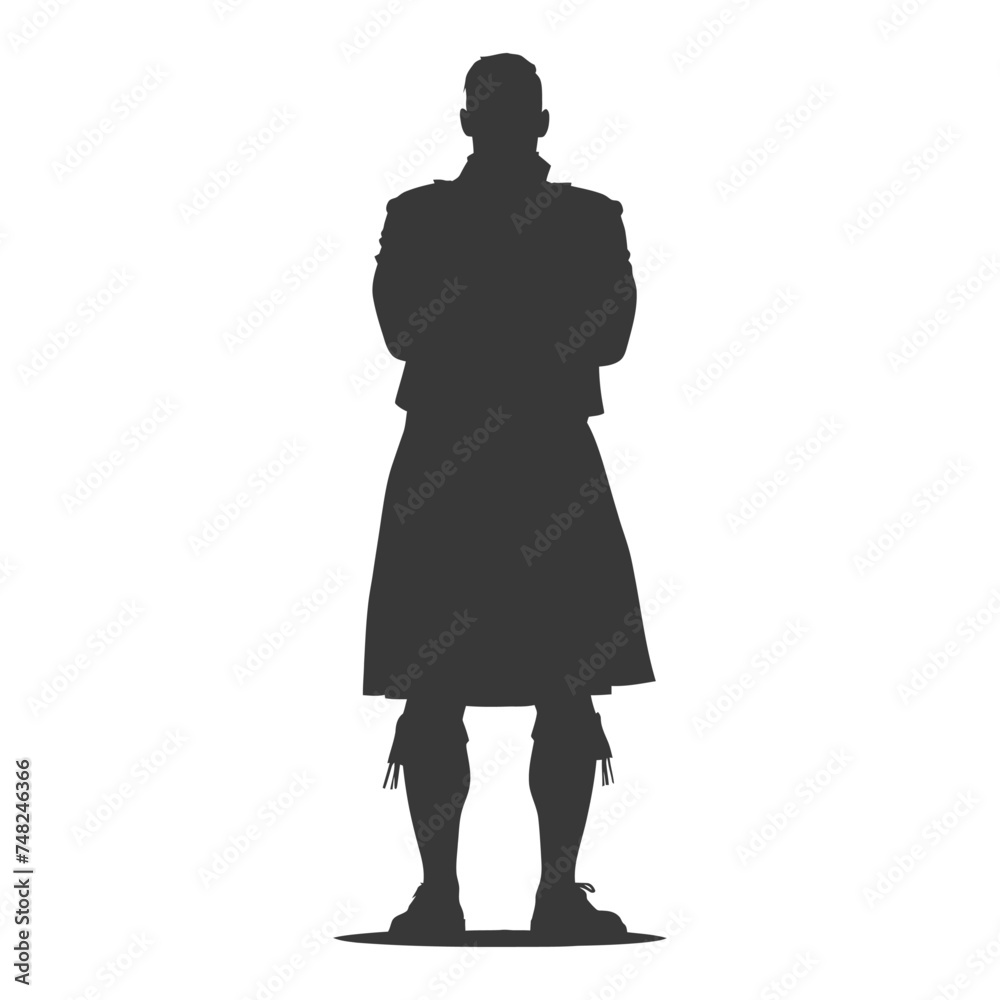 Silhouette Scottish Man Wearing Kilt black color only Silhouette Scottish Man Wearing Kilt black color only