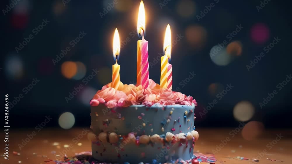 A delicious birthday cake with lit candles. Perfect for celebrating special occasions. A delicious birthday cake with lit candles. Perfect for celebrating special occasions.