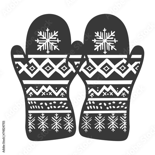 Silhouette snow knit mittens black color only full