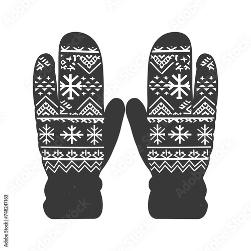 Silhouette snow knit mittens black color only full